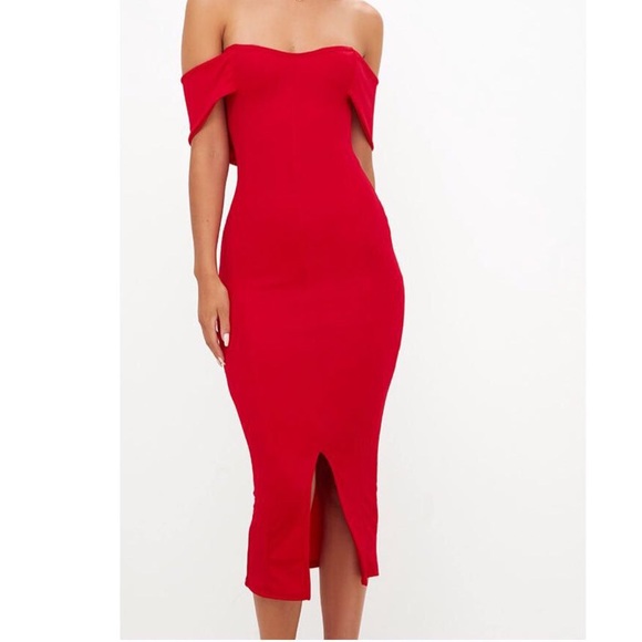 PrettyLittleThing Dresses & Skirts - Prettylittlething Red Off The Shoulder Dress